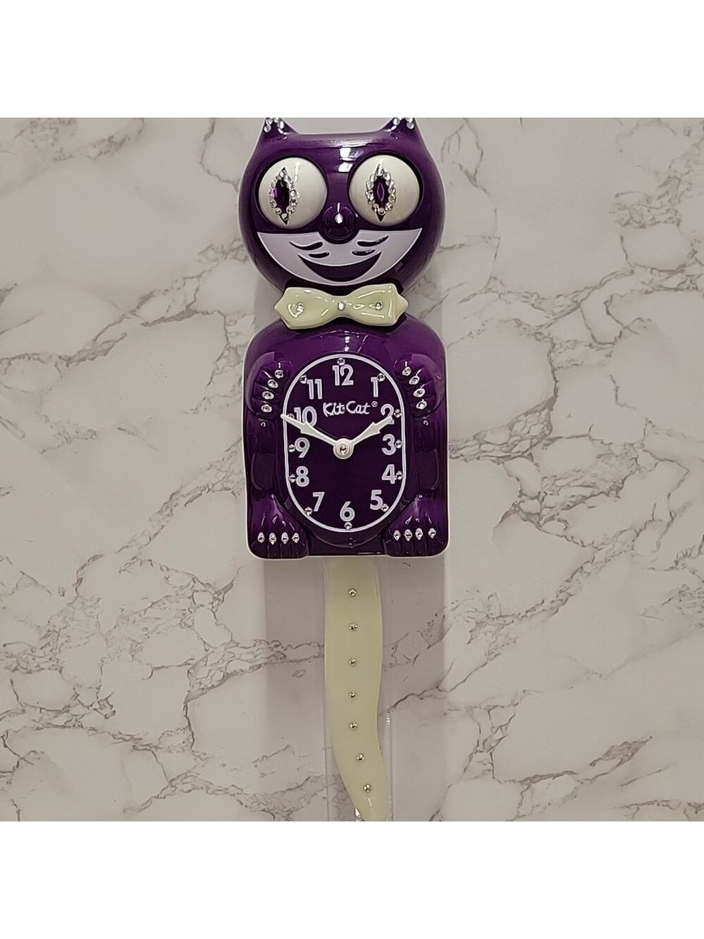Rare Jeweled Boysenberry Kit Cat Klock with glow in the dark bow tie & tail - Picture 4 of 12